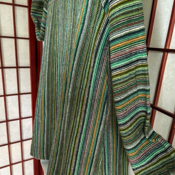 Great Times 1970s Green Striped Long Sleeve Turtleneck Shirt - Picture 7 of 7
